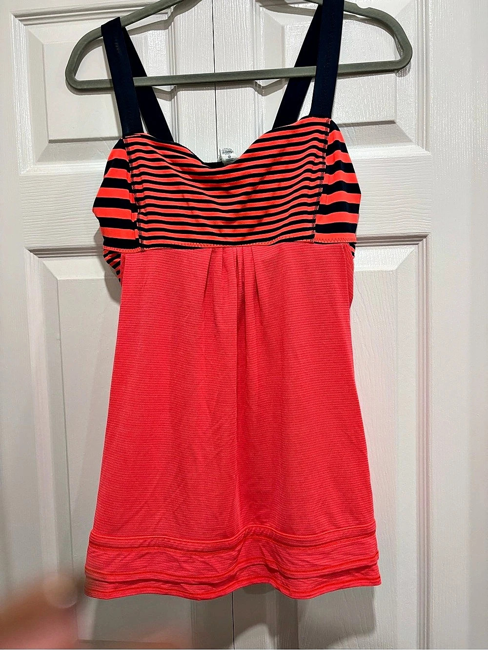 Lululemon No Limits Tank orange & navy Striped One Piece